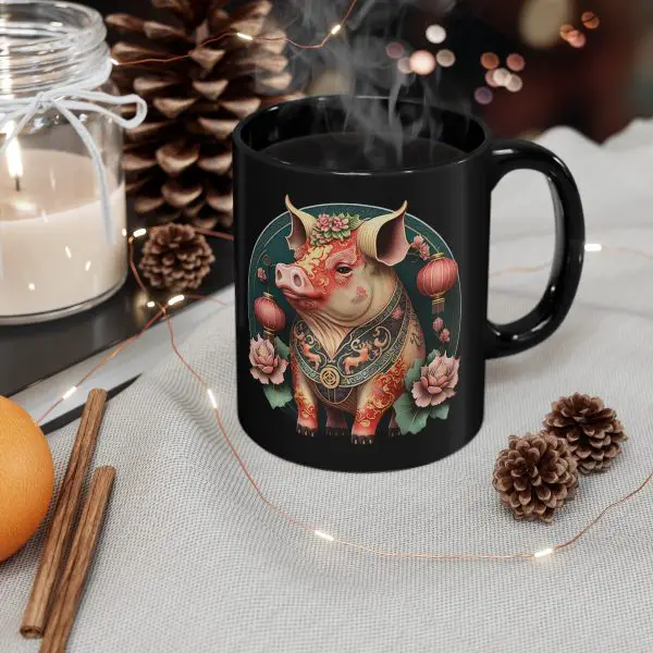Black Virgo Pig Mug - Image 8