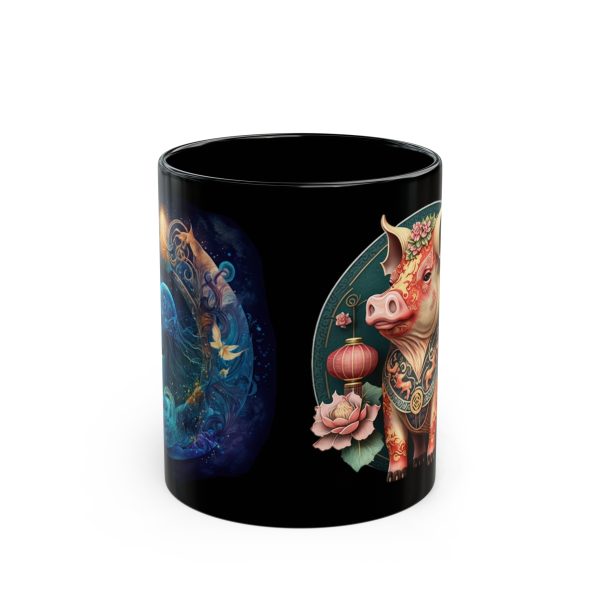 Black Aquarius Pig Mug - Image 6