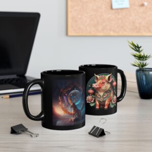 Black Sagittarius Pig Mug
